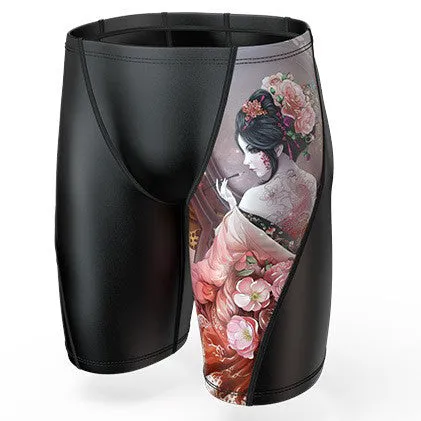 Plus Size & Quick-dry Men's Swimming Trunks with Portrait of Oriental Woman