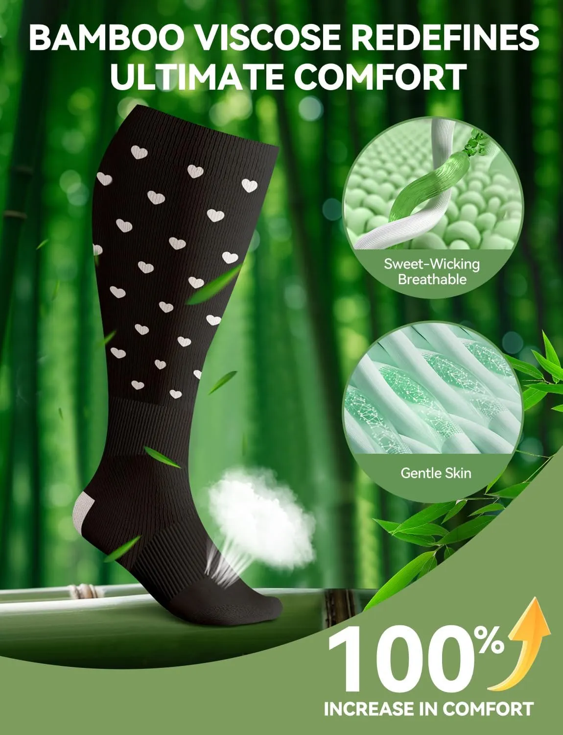Plus Size Compression Socks for Women & Men Wide Calf, 20-30mmhg Knee High Stockings for Pregnancy, Nurse, Travel