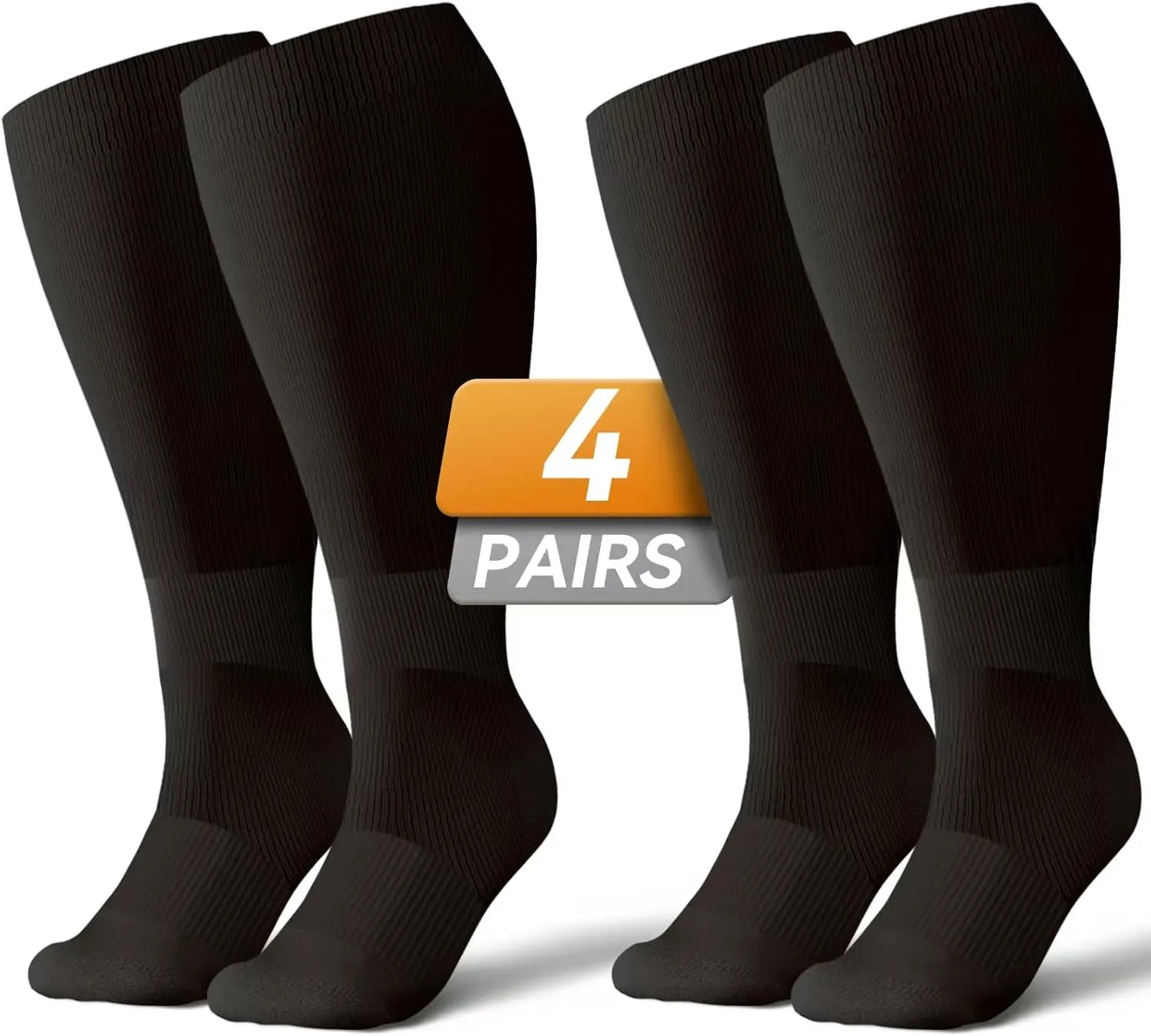 Plus Size Compression Socks for Women & Men Wide Calf, 20-30mmhg Knee High Stockings for Pregnancy, Nurse, Travel