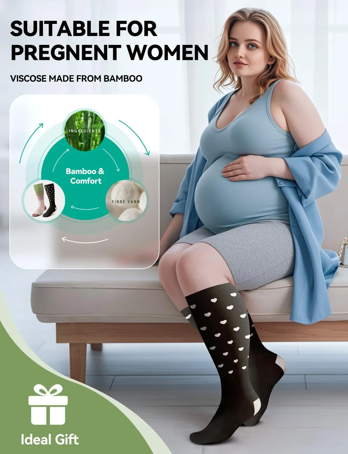 Plus Size Compression Socks for Women & Men Wide Calf, 20-30mmhg Knee High Stockings for Pregnancy, Nurse, Travel