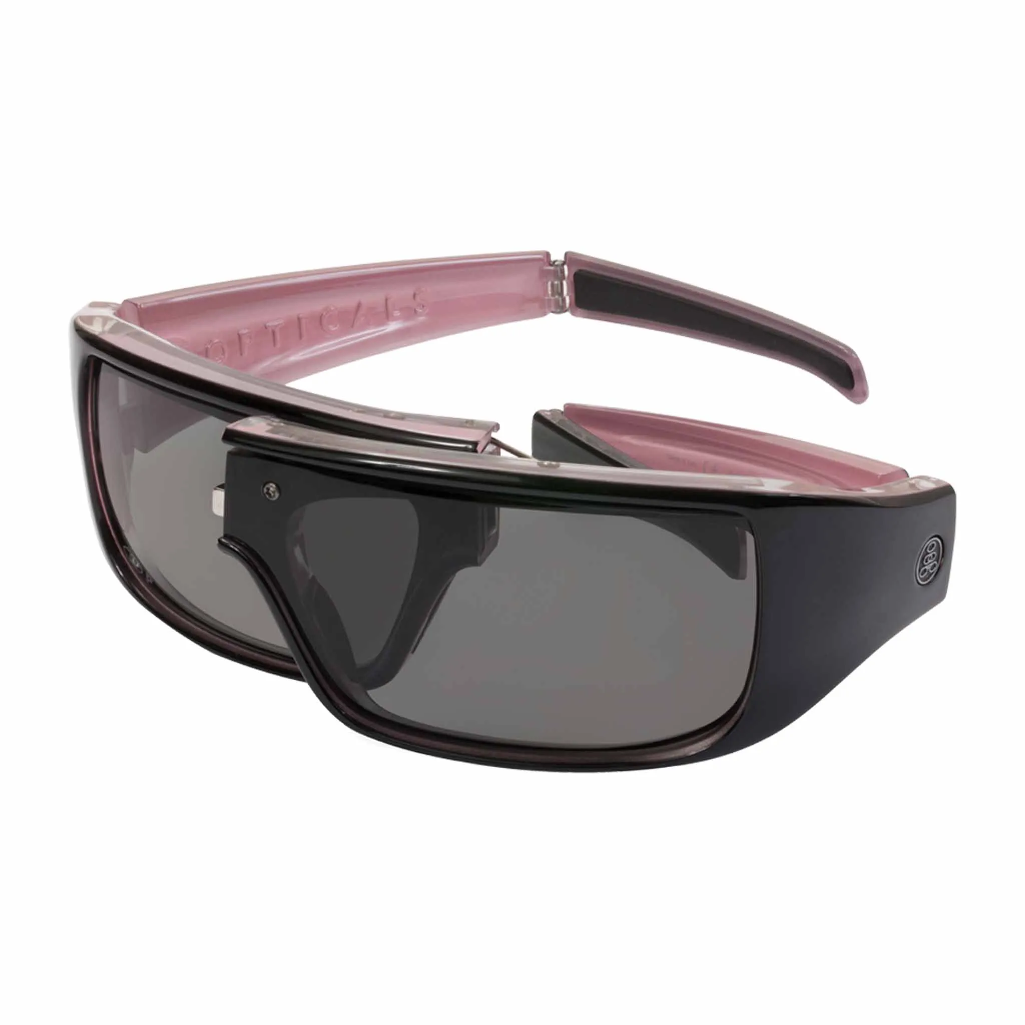 POPGEAR | Polarized, Gloss Black/Pink Crystal, Gray Lens, Small