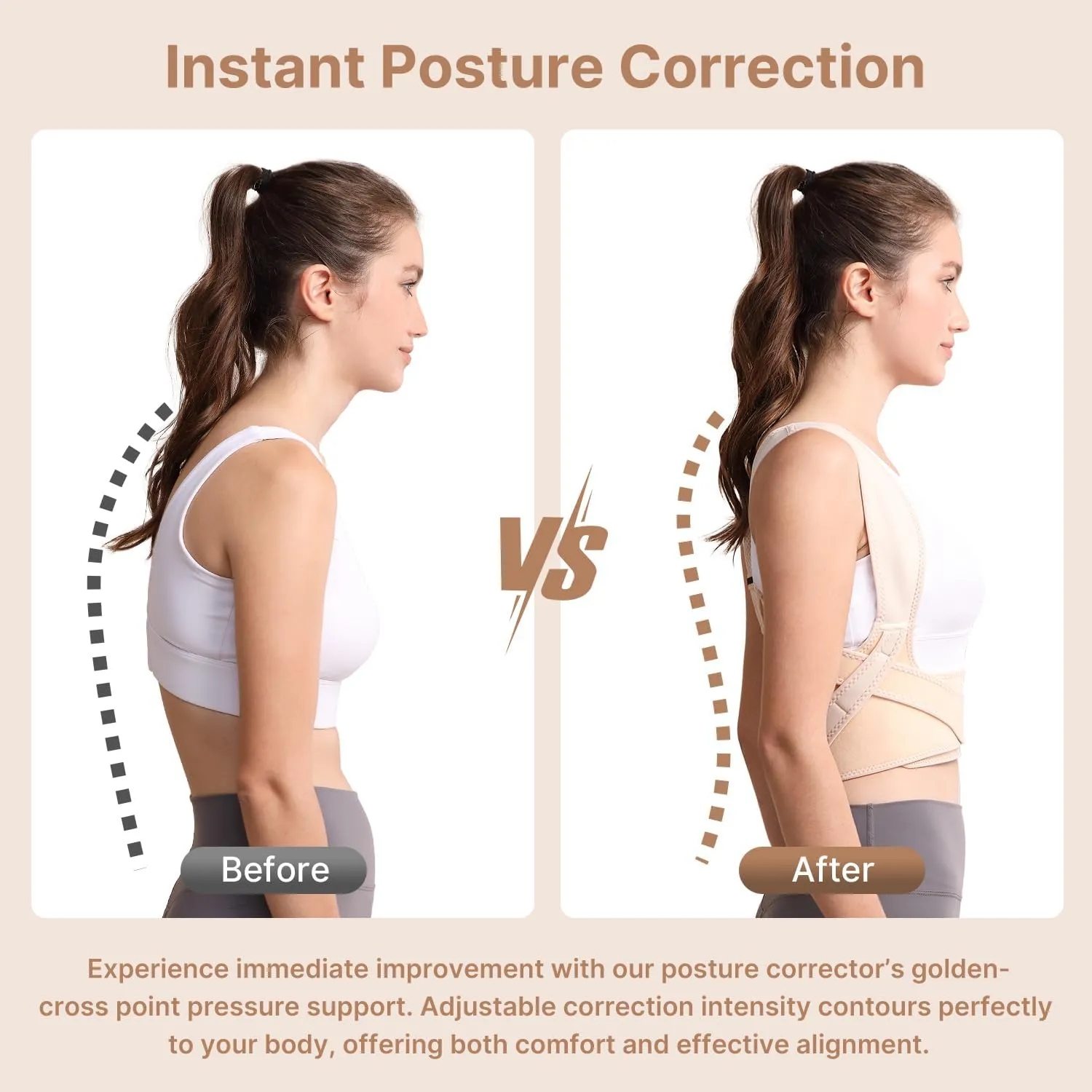 Posture Corrector for Women and Men: Improve Posture Correct Hunchback Slouching Invisible Under Clothes - Adjustable Lightweight Upper Back Brace for Neck Shoulder & Upper Back Pain Relief (XS/S Under Bust 26"-37")