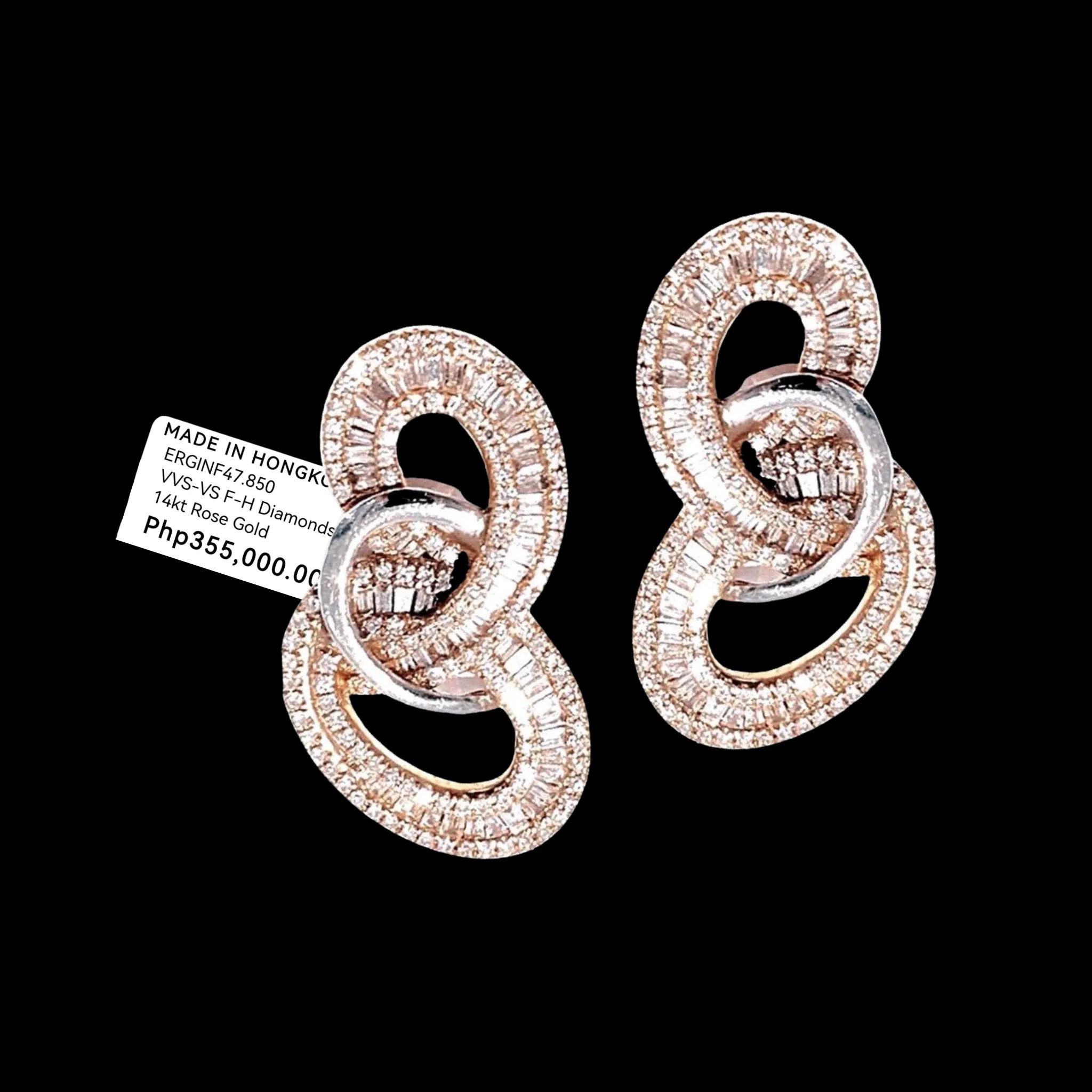 PREORDER | Rose Infinity Statement Diamond Earrings 14kt