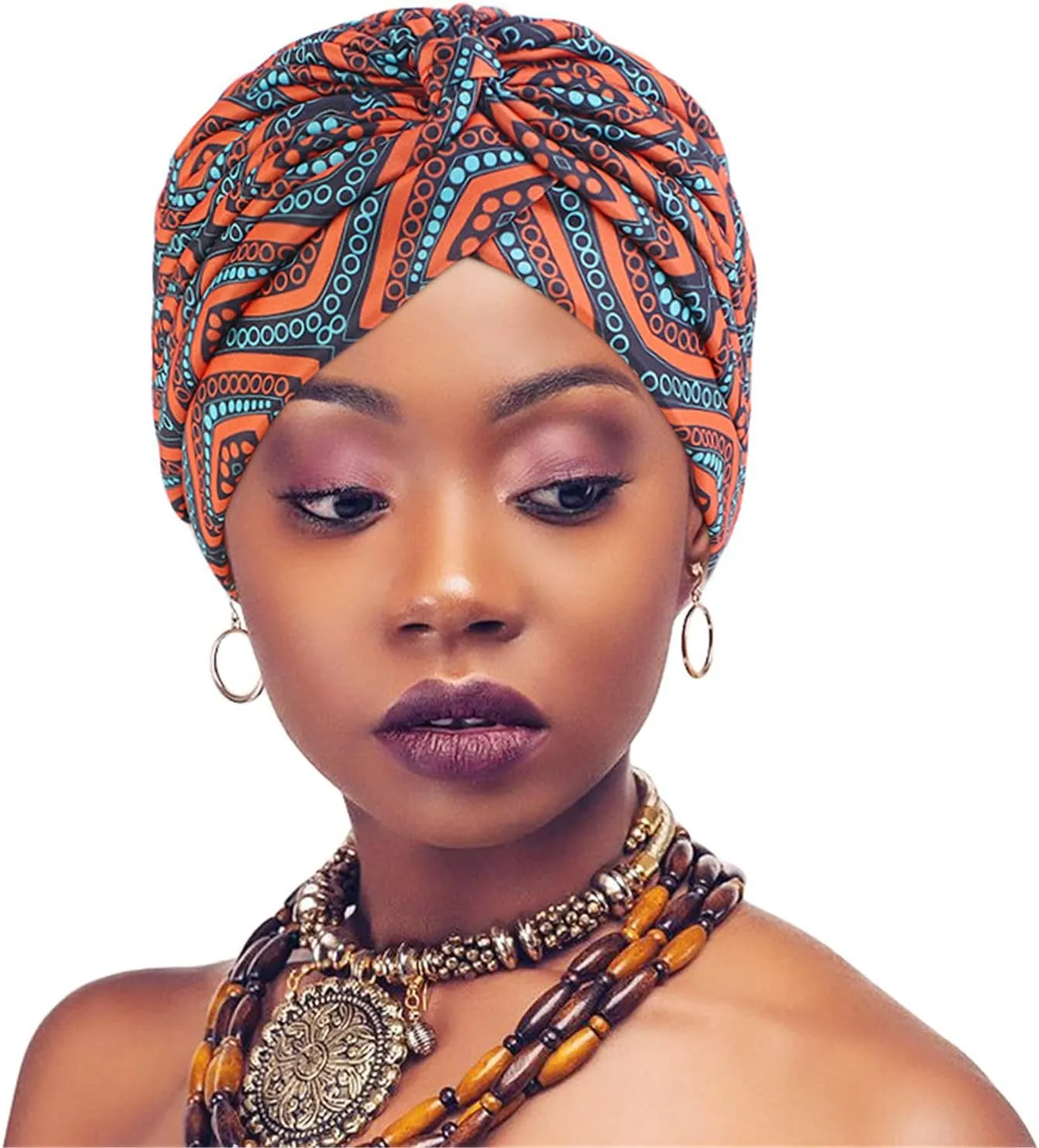 Qhome Women's Rasta Turban Indian Style Head Wrap Cap Hat Hair Cover Headband Various Print Design