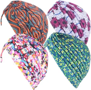 Qhome Women's Rasta Turban Indian Style Head Wrap Cap Hat Hair Cover Headband Various Print Design