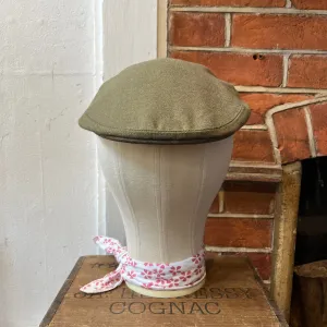 Regent - Flat Cap - Khaki Green Covert Cloth
