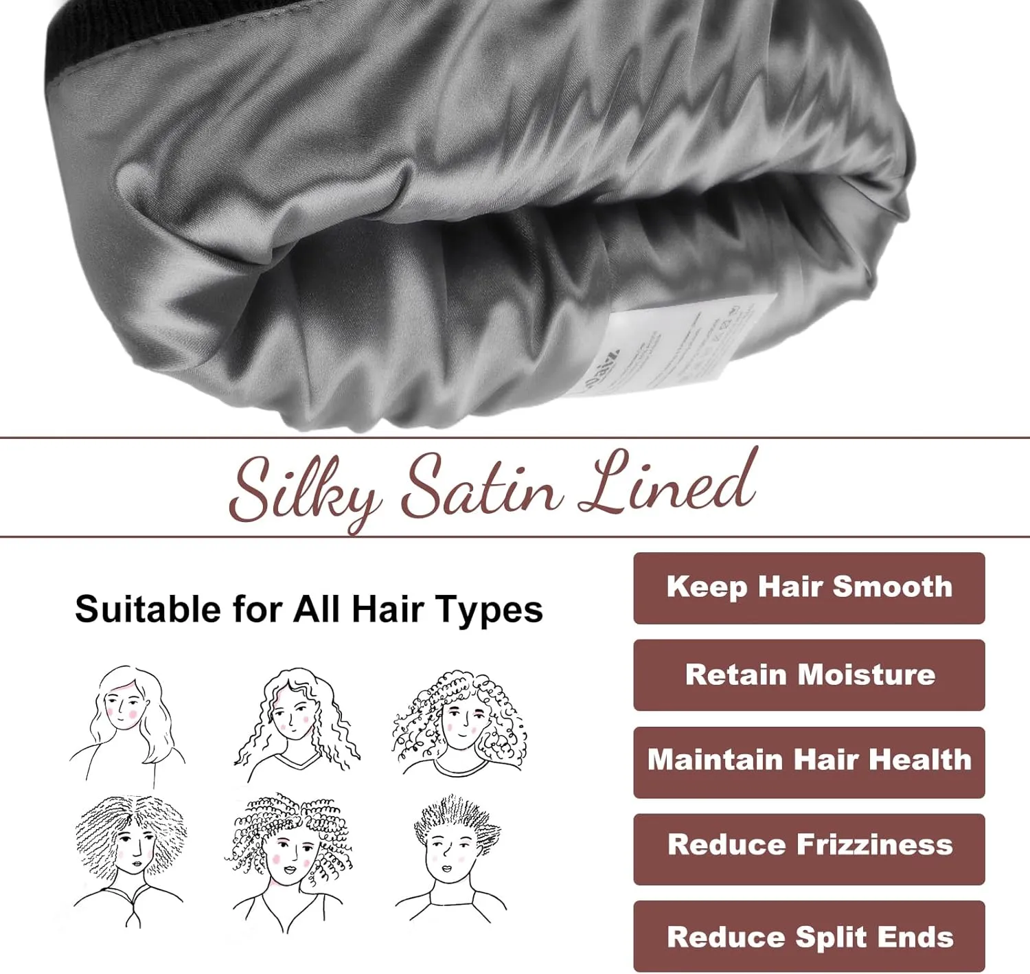 Satin Lined Winter Beanie Hats for Women Knitted Watch Hat with Silk Lining Unisex Solid Skull Cap