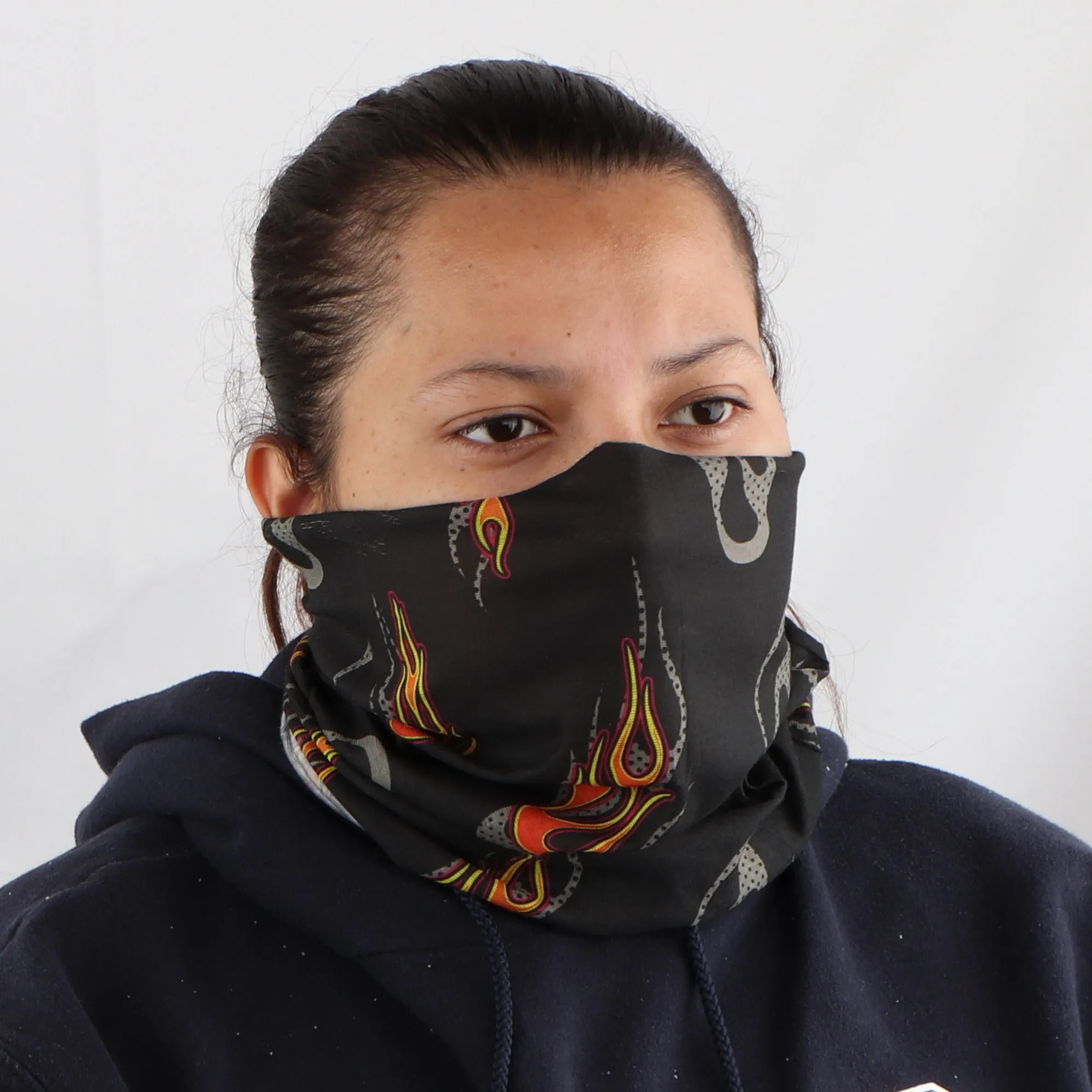 Seamless Neck Gaiter Face Mask With Flame Design