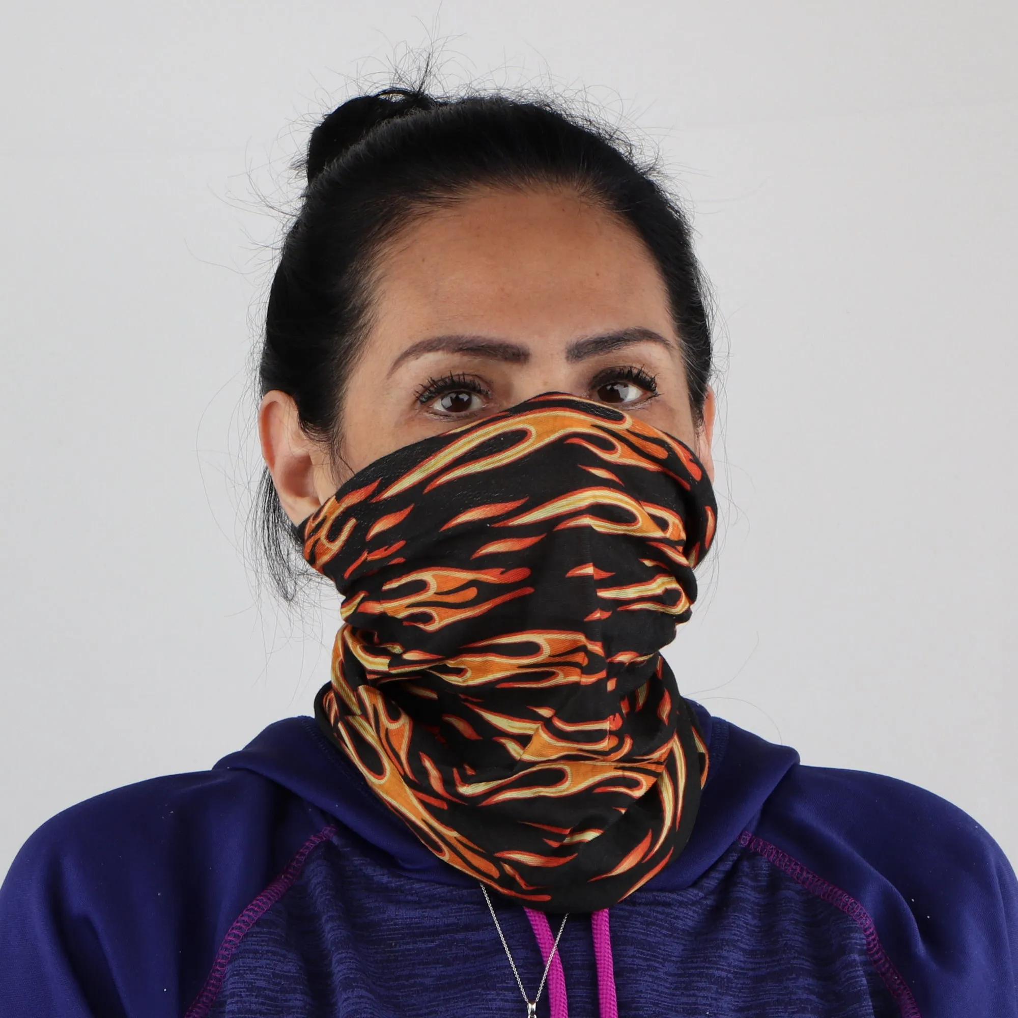 Seamless Neck Gaiter Face Mask With Flame Design