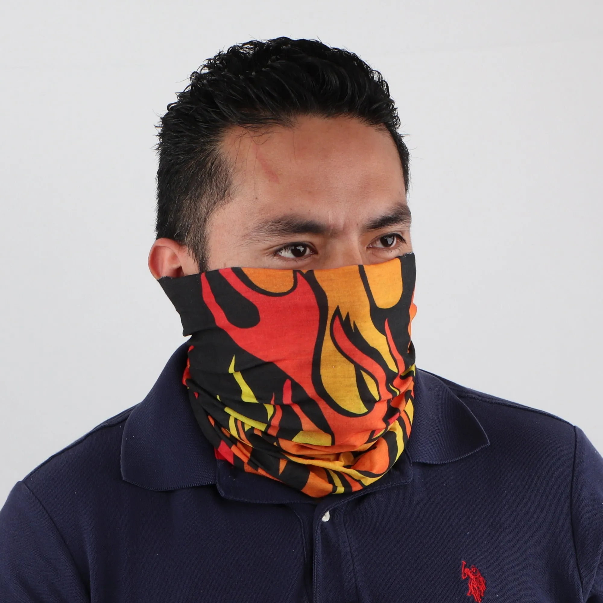 Seamless Neck Gaiter Face Mask With Flame Design