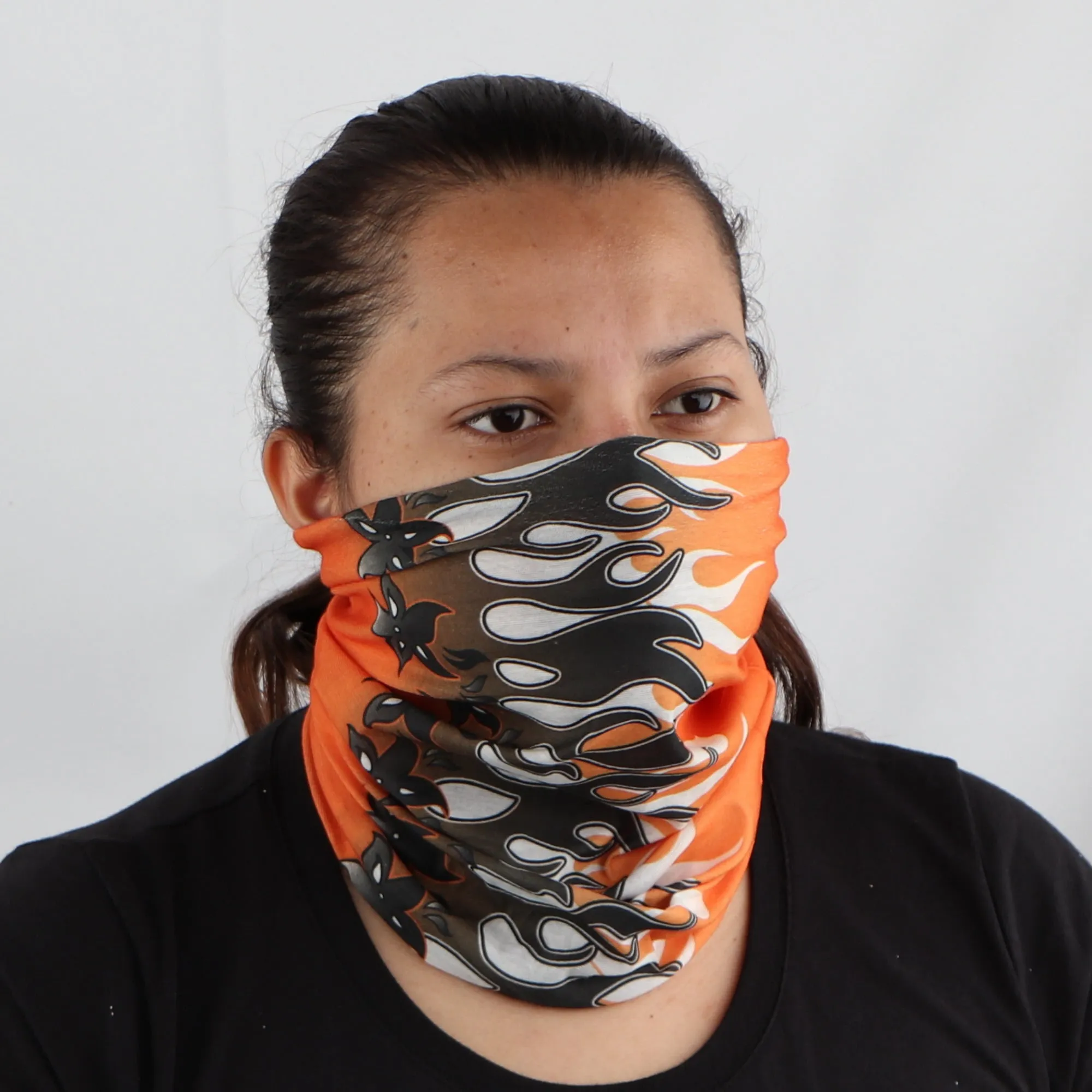 Seamless Neck Gaiter Face Mask With Flame Design