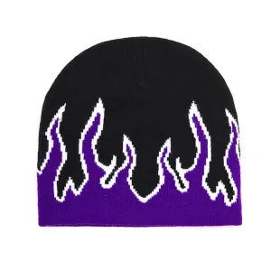 Street Dance Cap Skull Beanie Flames Knitted Hat(10 Pack)