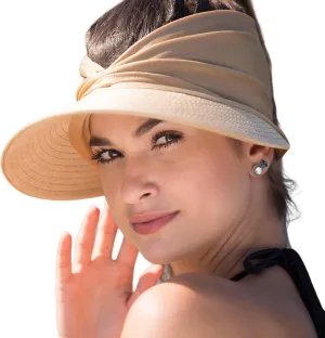 Sun Visor Hats for Women Beach Hat Packable Wide Brim UV Protection with Ponytail Hole Summer Sunhat for Sports