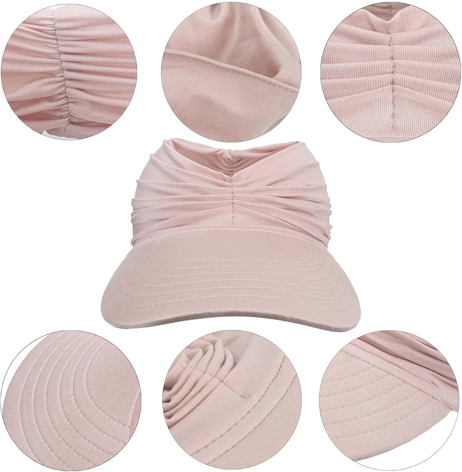Sun Visor Hats for Women Beach Hat Packable Wide Brim UV Protection with Ponytail Hole Summer Sunhat for Sports