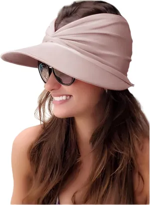 Sun Visor Hats for Women Beach Hat Packable Wide Brim UV Protection with Ponytail Hole Summer Sunhat for Sports