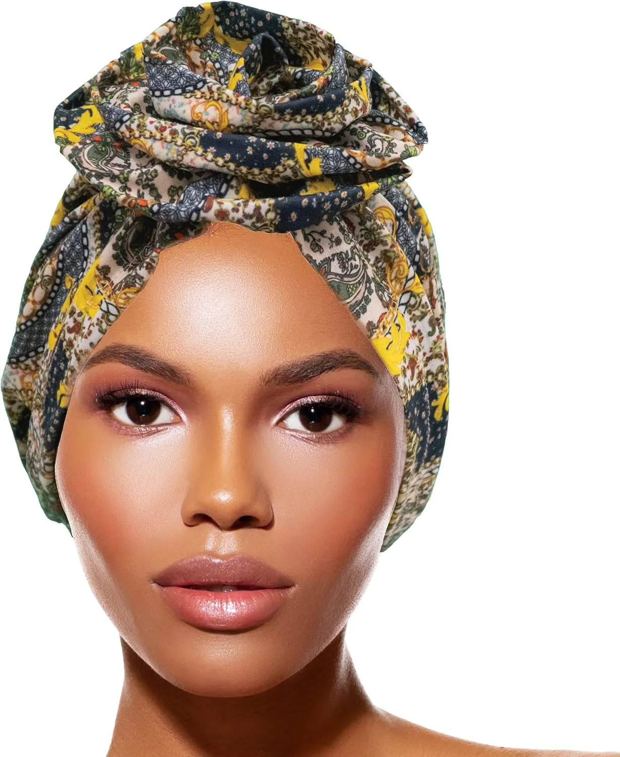TouchUps Hair Bun Cap Hair Protection Head Wrap Hairbun Cap Wrap African Turban Pattern Headwrap Headscarf