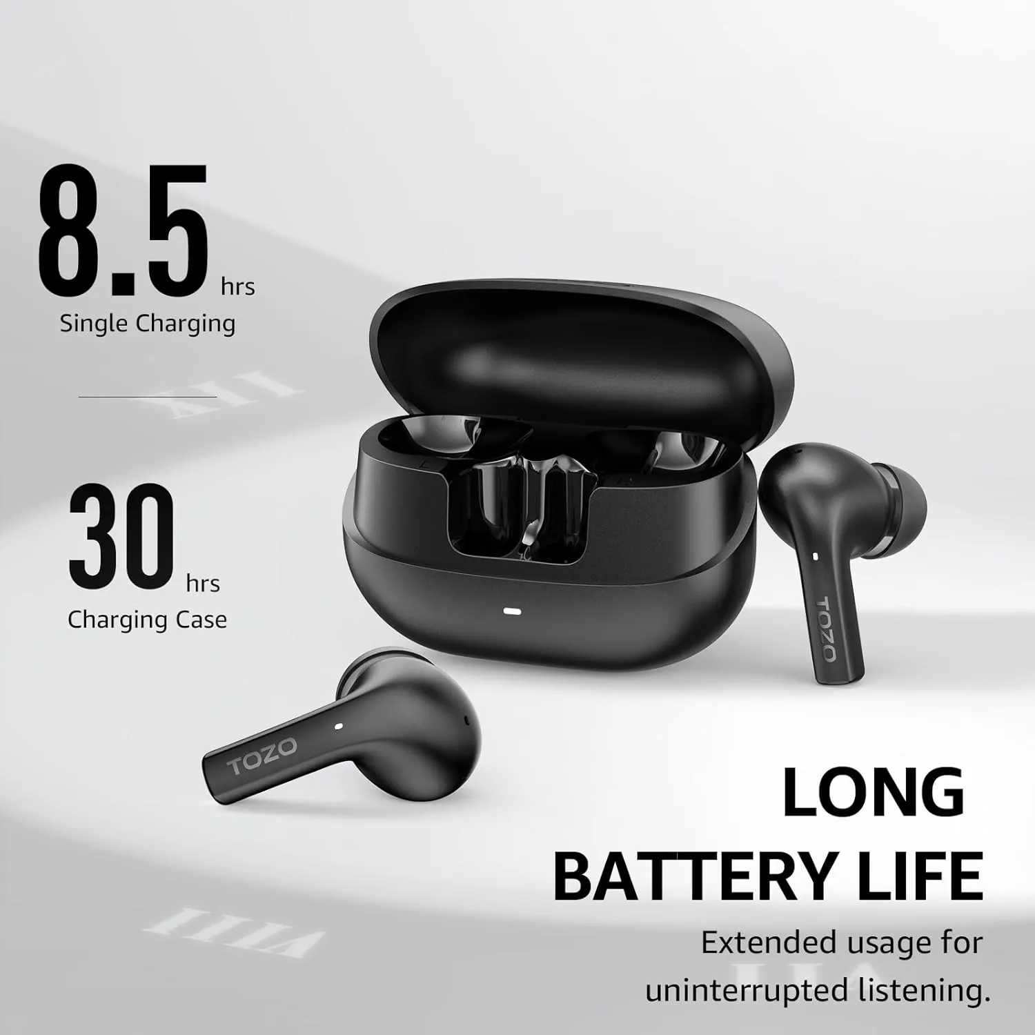 TOZO E2 Wireless Earbuds 10mm Drivers with Powerful Bass, App Customize 32 EQs, with 2 Mics AI Call Noise Cancellation, 30H Playtime, Bluetooth 5.3 Ear Buds, Comfort Fit in-Ear Headphones