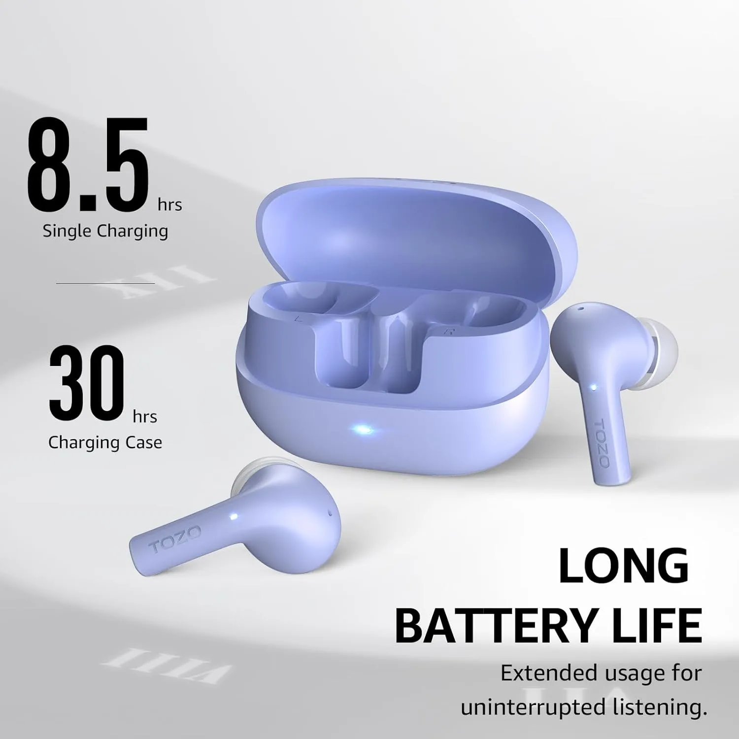 TOZO E2 Wireless Earbuds with 2 Mics AI Call Noise Cancellation, 10mm Drivers with Powerful Bass, App Customize 32 EQs, 30H Playtime, Bluetooth 5.3 Ear Buds, Comfort Fit in-Ear Headphones