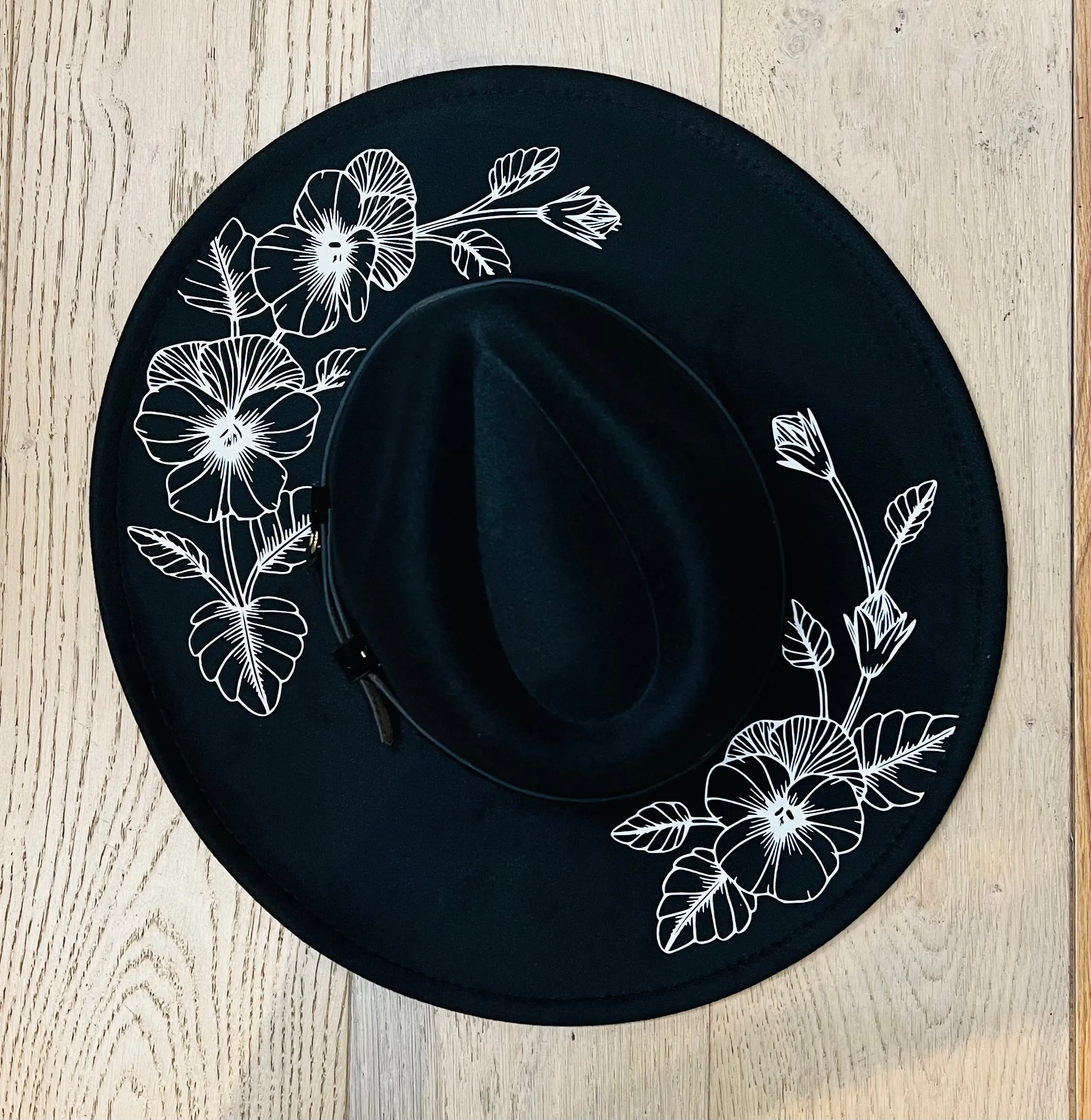Vegan Felt Hat - XL Brim - Pansies
