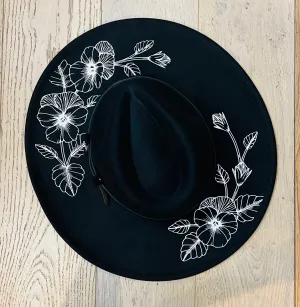 Vegan Felt Hat - XL Brim - Pansies