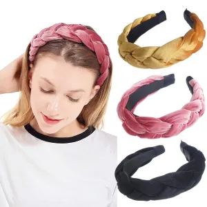 Velvet Braid Headbands Cute Headbands for Woman Spanish Vintage Style Alice Hair Bands Wide Hair Hoop 3pcs Hair Accessories for Women Girls