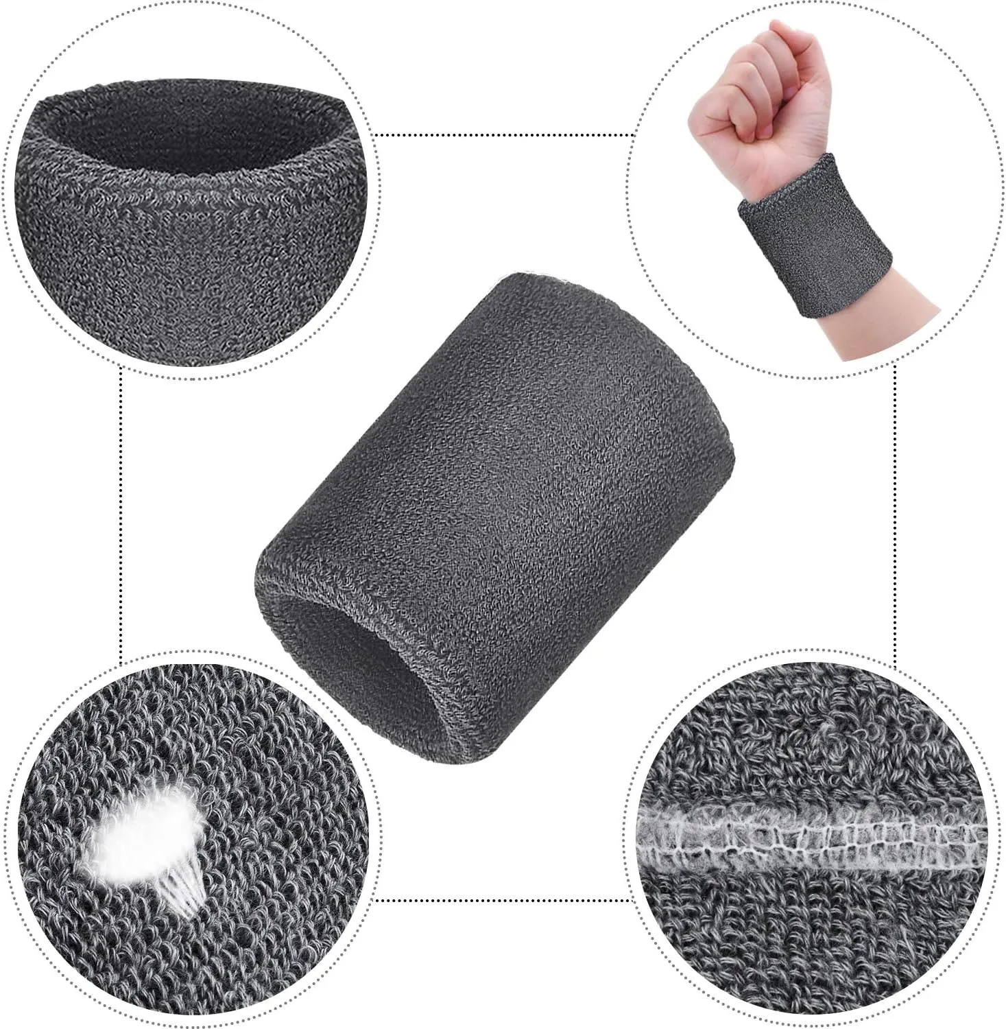 Willbond 6 Pcs Wrist Sweatbands Sports Wristbands for Competitions Absorbent Sweatbands for Basketball Tennis Football Running Working