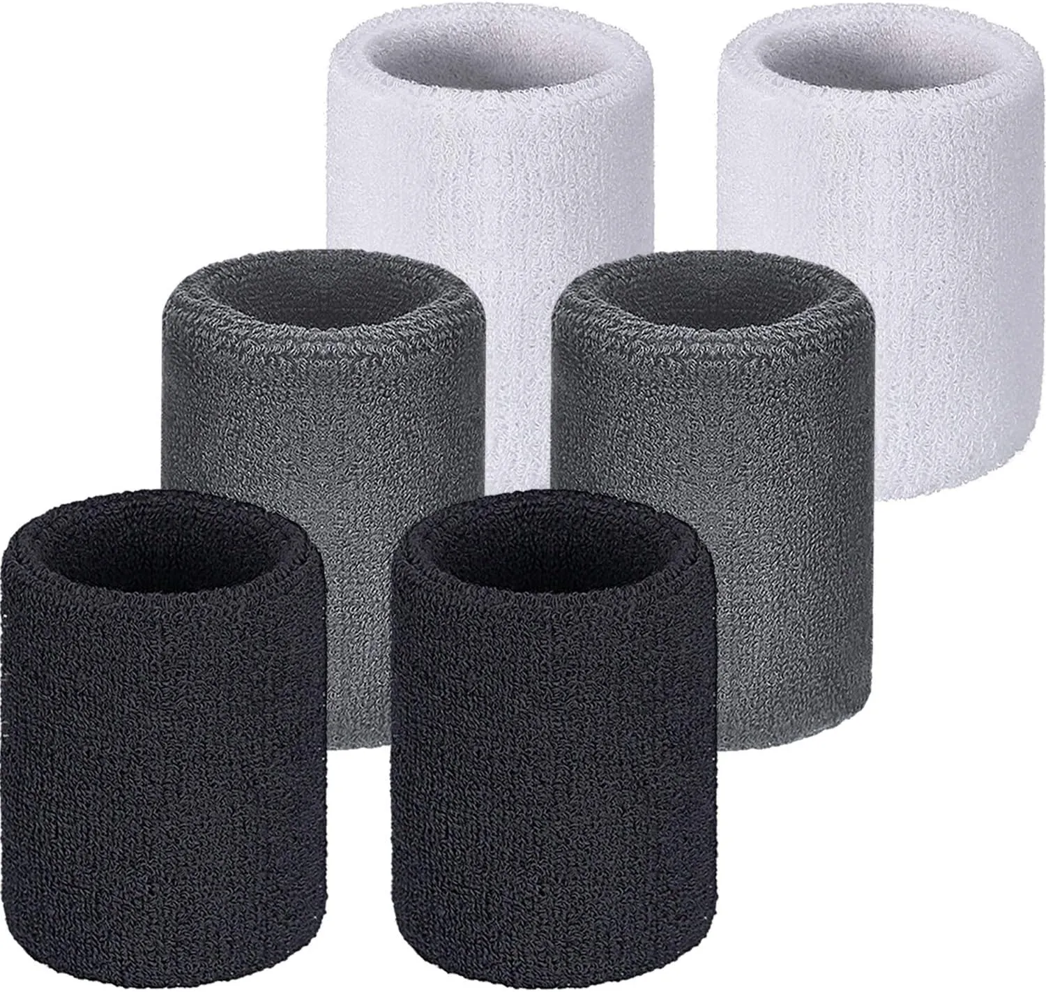 Willbond 6 Pcs Wrist Sweatbands Sports Wristbands for Competitions Absorbent Sweatbands for Basketball Tennis Football Running Working
