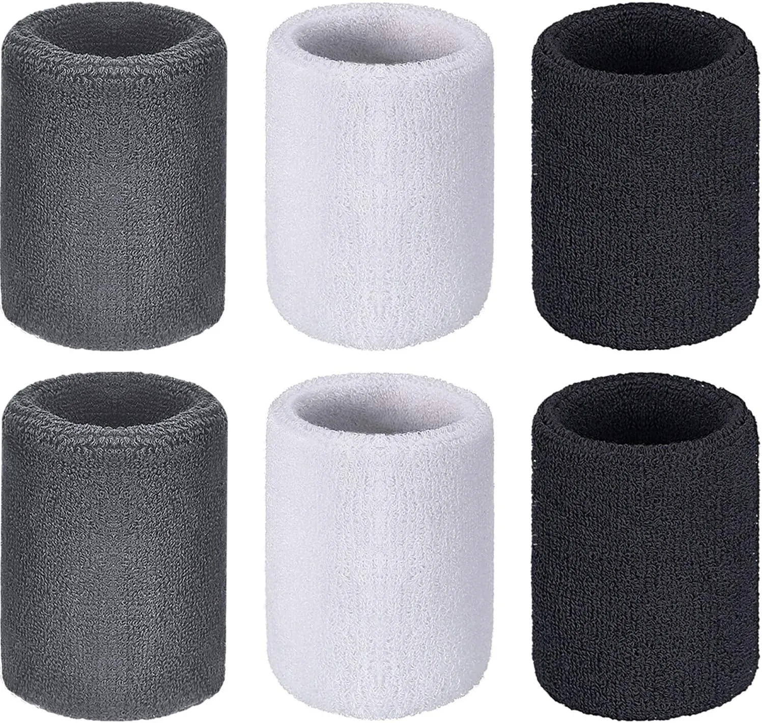 Willbond 6 Pcs Wrist Sweatbands Sports Wristbands for Competitions Absorbent Sweatbands for Basketball Tennis Football Running Working
