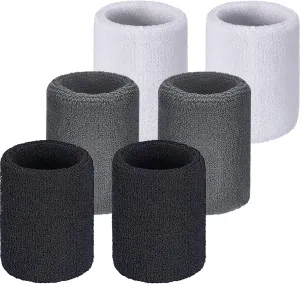 Willbond 6 Pcs Wrist Sweatbands Sports Wristbands for Competitions Absorbent Sweatbands for Basketball Tennis Football Running Working