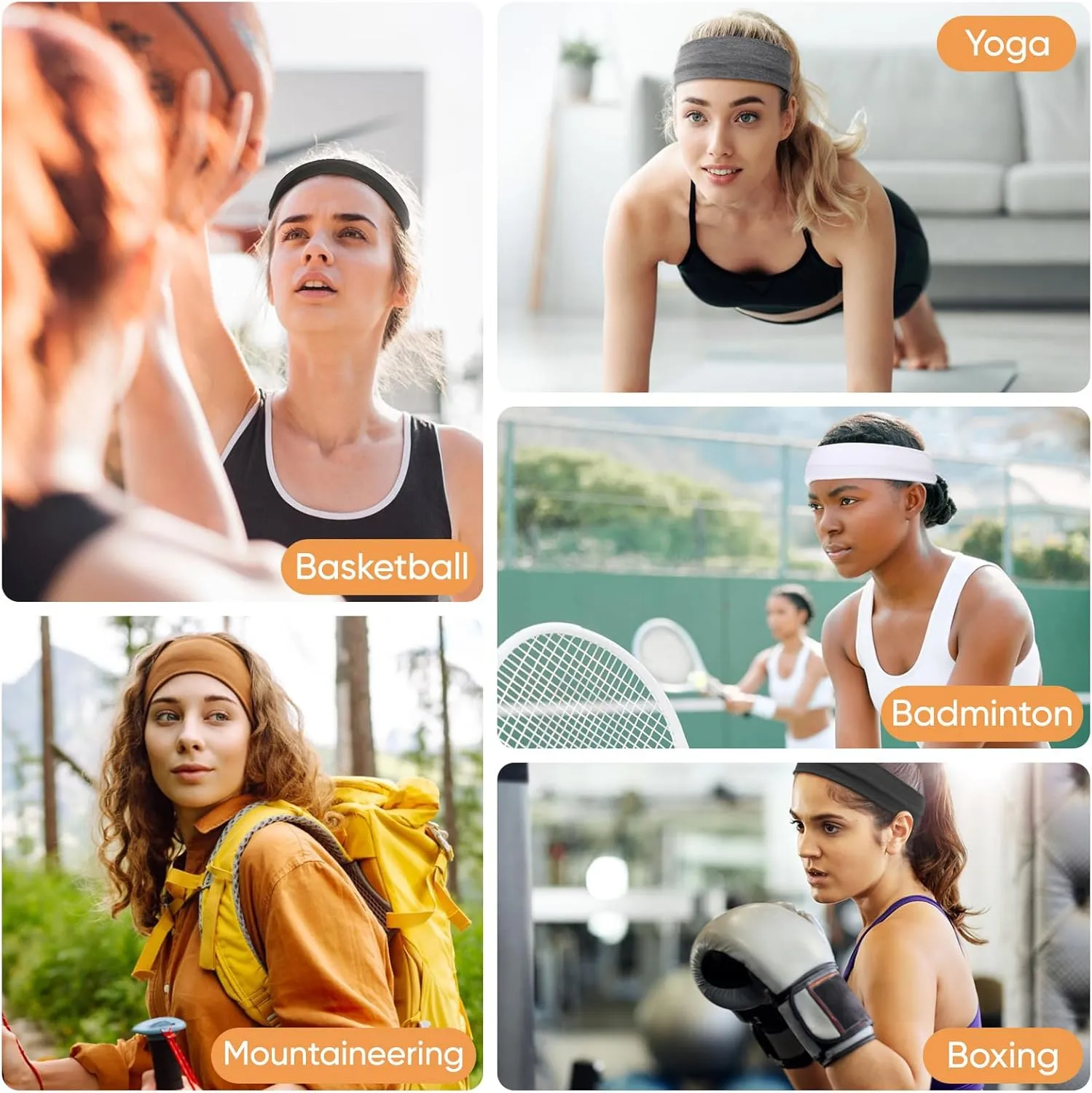 Wisecy Headbands for Women Non Slip - 9PCS Elastic Fabric Hair Band for Women's Hair, Soft Cotton Cloth Stretchy Sweat Headbands for Women for Yoga Workout Running