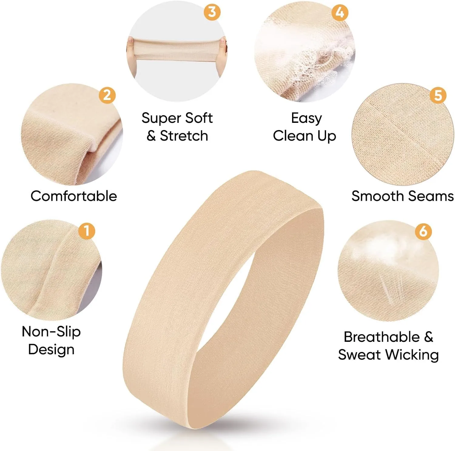 Wisecy Headbands for Women Non Slip - 9PCS Elastic Fabric Hair Band for Women's Hair, Soft Cotton Cloth Stretchy Sweat Headbands for Women for Yoga Workout Running