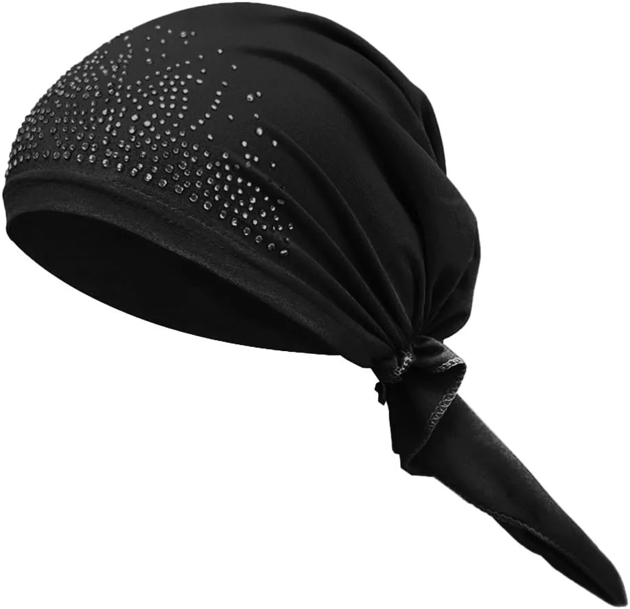 Women Crystal Muslim Turban Hat Stretchy Head Wrap Beanie Islamic Bandana Turban Cap Hijabs Head Skull Cap Headscarf Hat