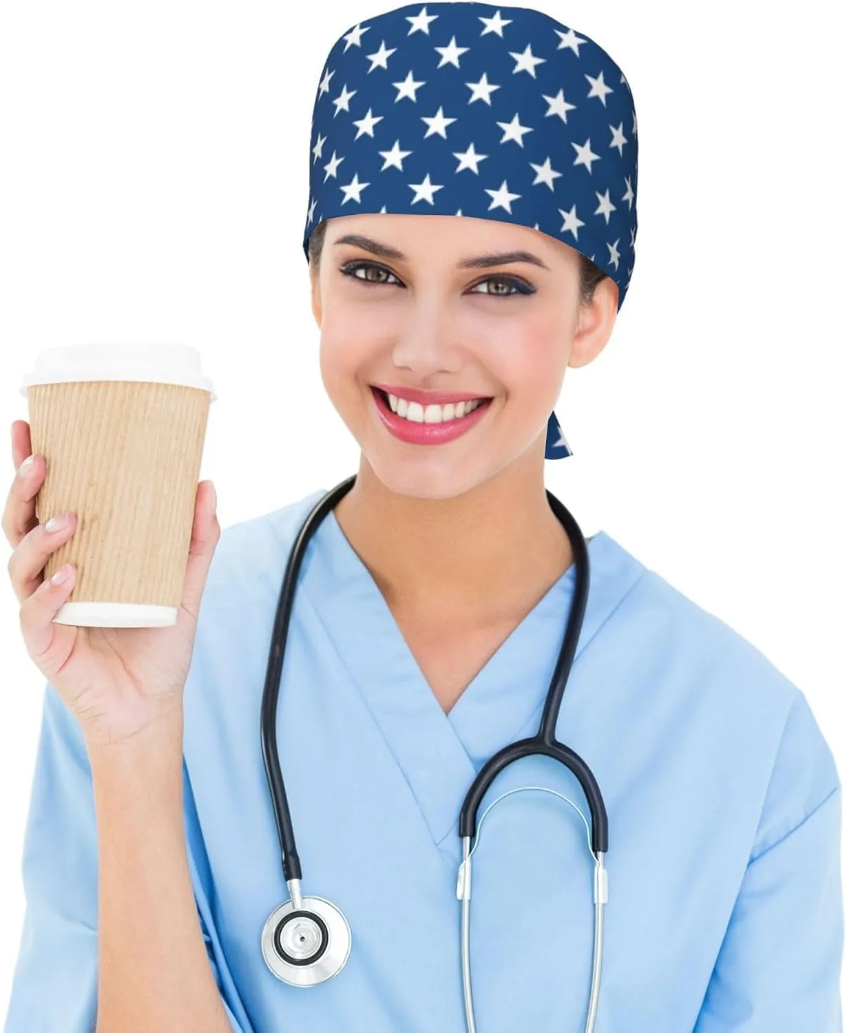 Working Cap Scrub Cap with Sweatband Adjustable Unisex Women Tie Back Hat Nurse Surgical Caps