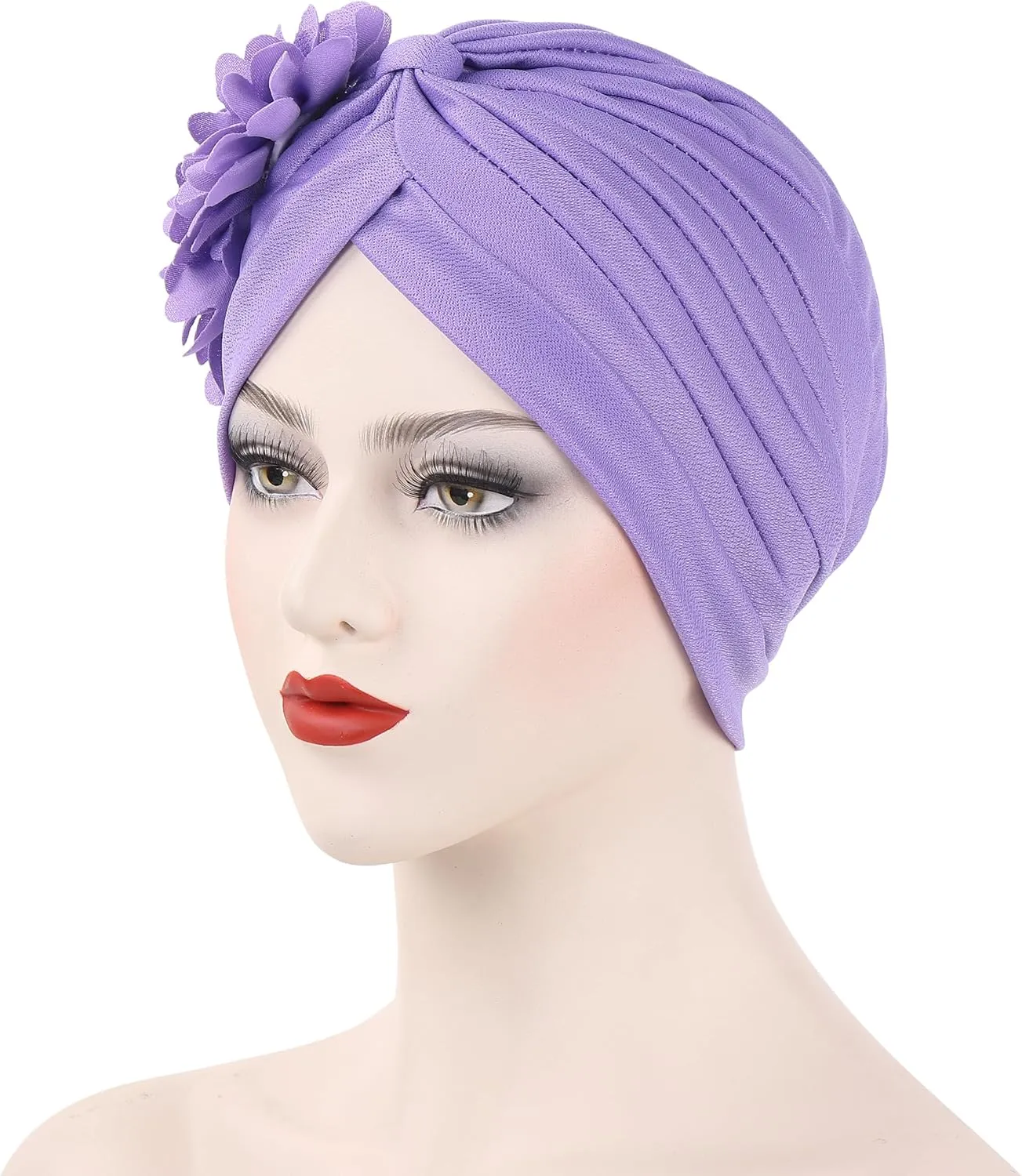 YYAOJHAO Women Flower Turban Hats - Ruffle Pre Tied Headwrap Caps Chemo Beanies Hijab Headscarf for Cancer Patient Hair Loss