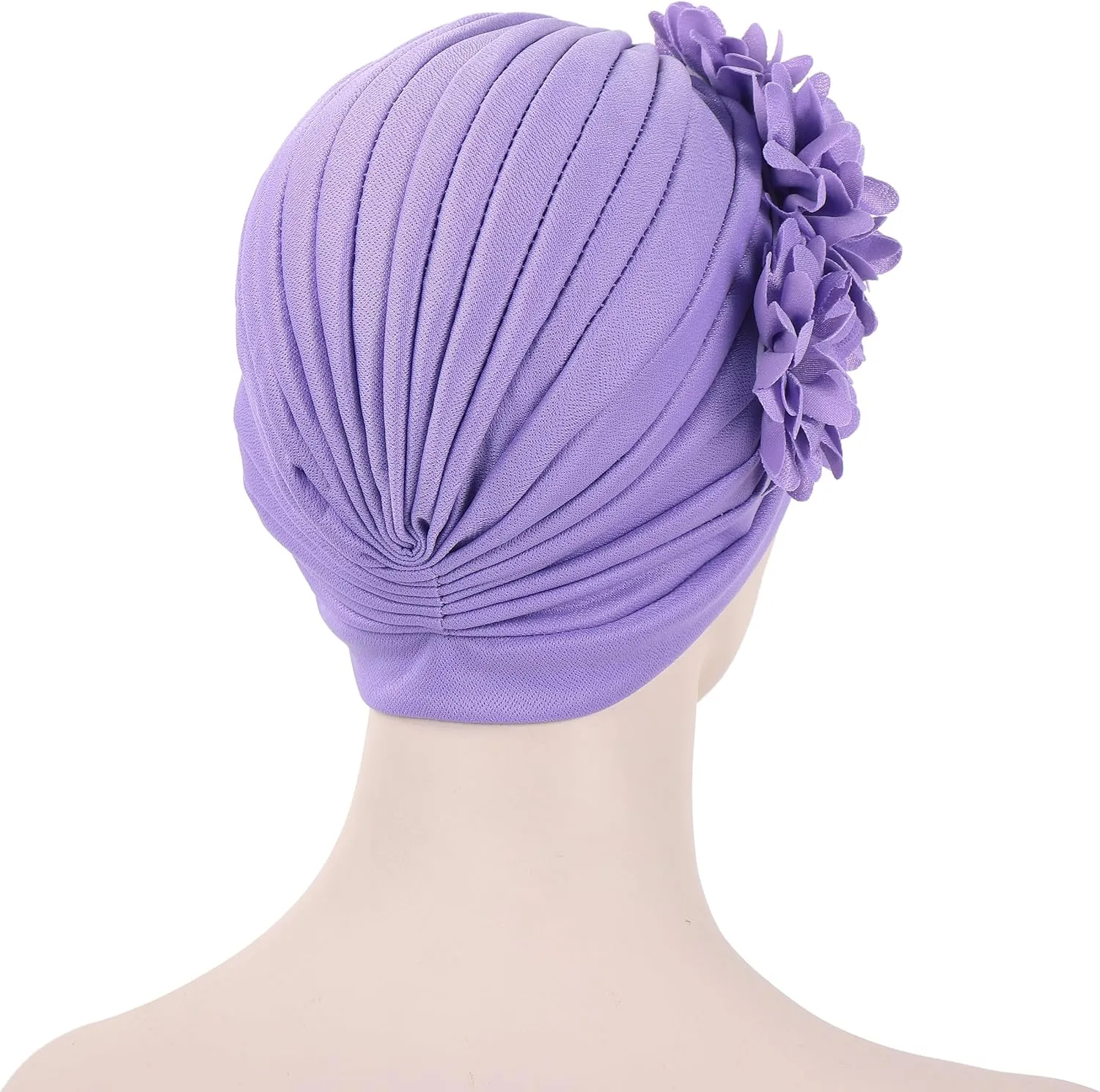 YYAOJHAO Women Flower Turban Hats - Ruffle Pre Tied Headwrap Caps Chemo Beanies Hijab Headscarf for Cancer Patient Hair Loss